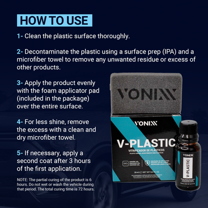 Vonixx - V-Plastic Ceramic Coating 1.6 fl oz (50ml) - For Exterior and Interior Plastics