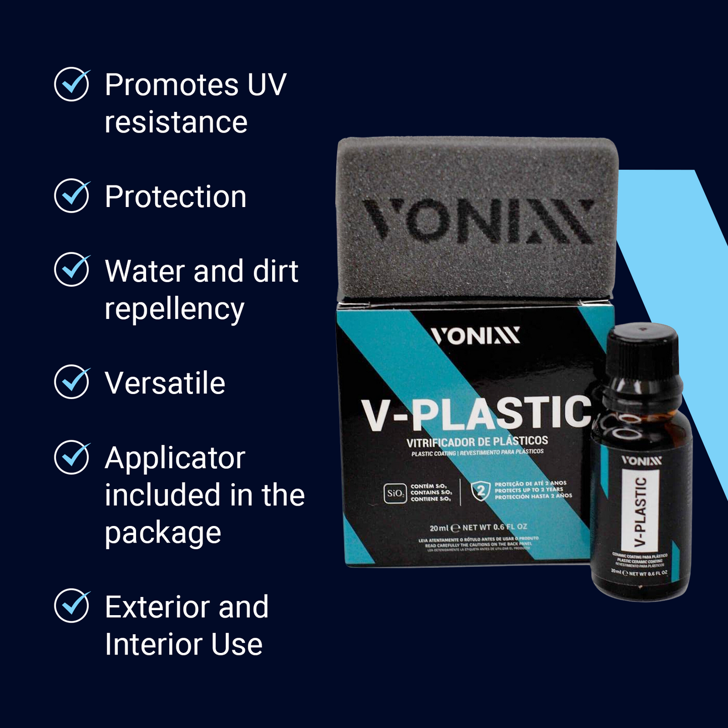 Vonixx - V-Plastic Ceramic Coating 1.6 fl oz (50ml) - For Exterior and Interior Plastics