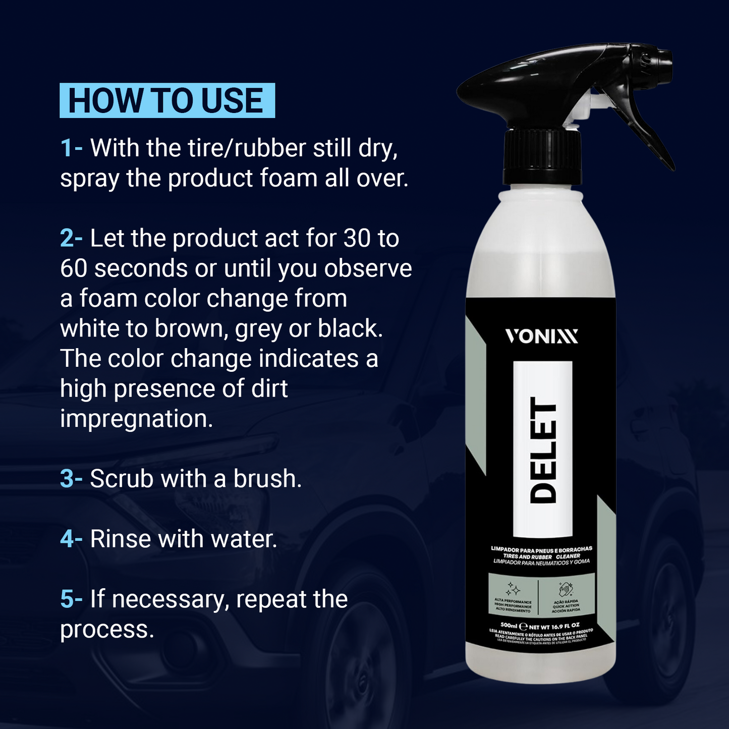 Vonixx - Delet Tire and Rubber Cleaner High-Performance Formula