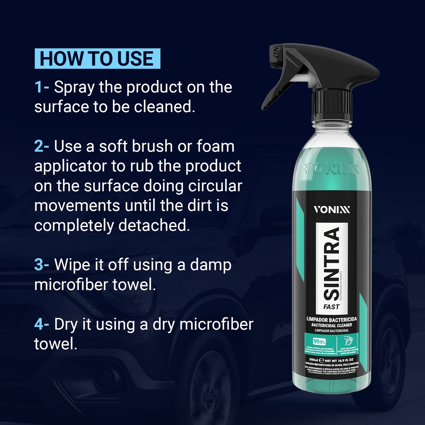 Vonixx - Sintra Fast Interior Cleaner/Bactericidal(Ready-to-use) 16.9oz (500mL)